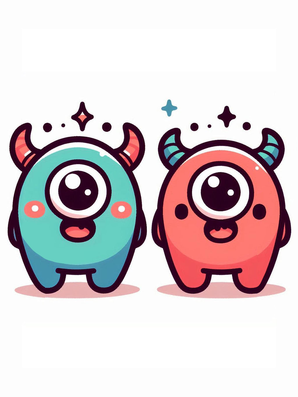 cute halloween drawings for kids 2 featuring two adorable, colorful monsters with playful expressions, ideal for inspiring creativity in young artists.